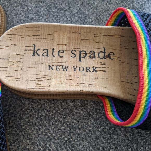 KATE SPADE Wren Rainbow Knit Strap Slide Cork Sandals - Picture 3 of 5